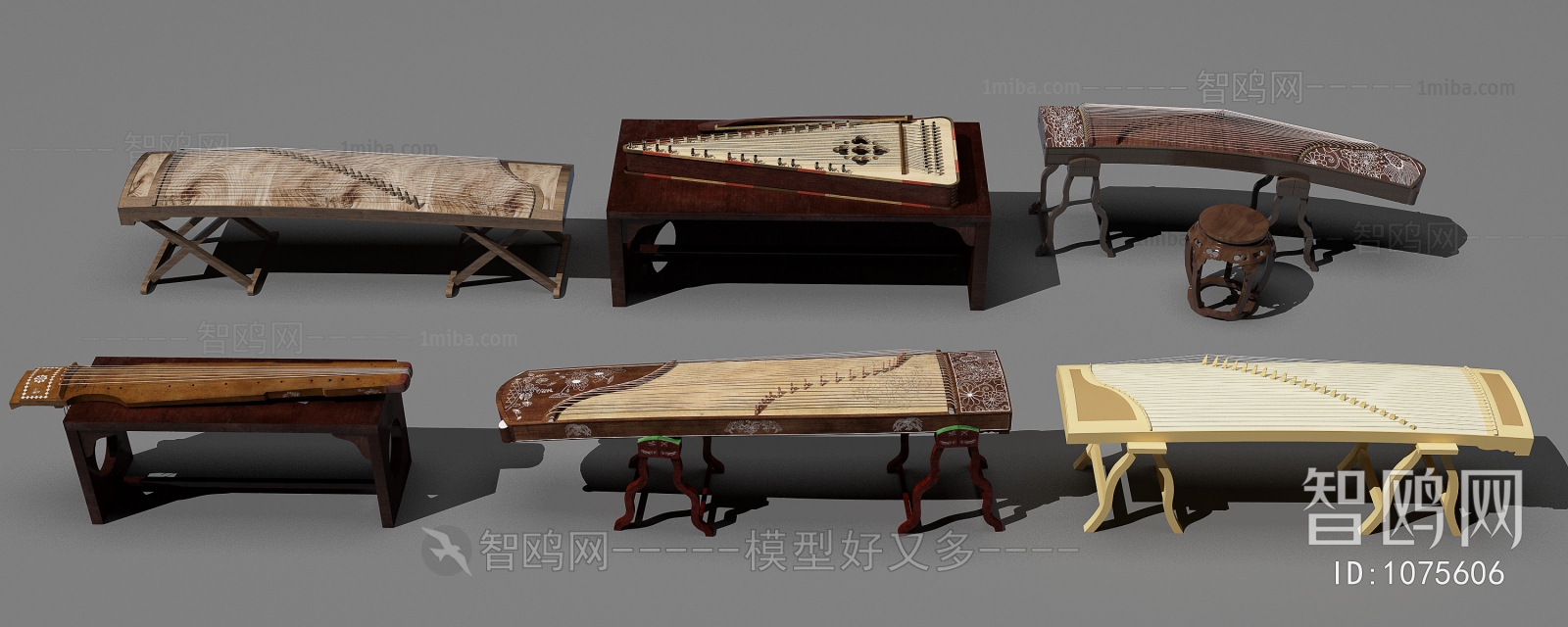 中式乐器画具 古筝