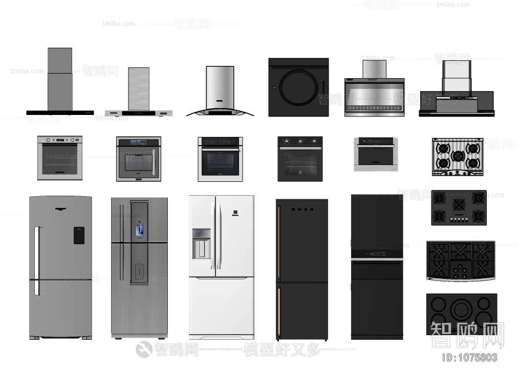 现代厨房电器冰箱橱柜抽烟机