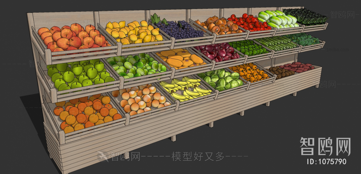 现代商场超市水果蔬菜货架展示架