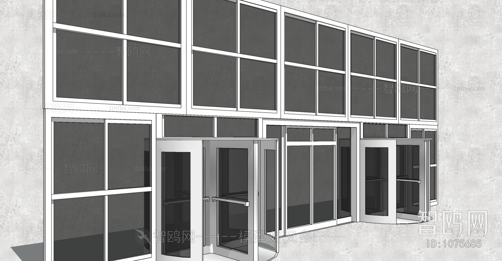 现代工装玻璃幕墙商业大门入口