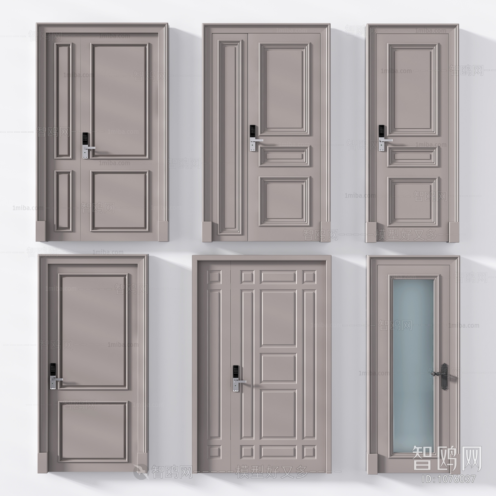 Simple European Style Unequal Double Door