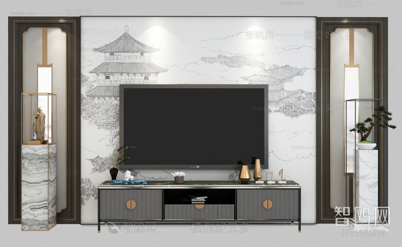 New Chinese Style TV Cabinet