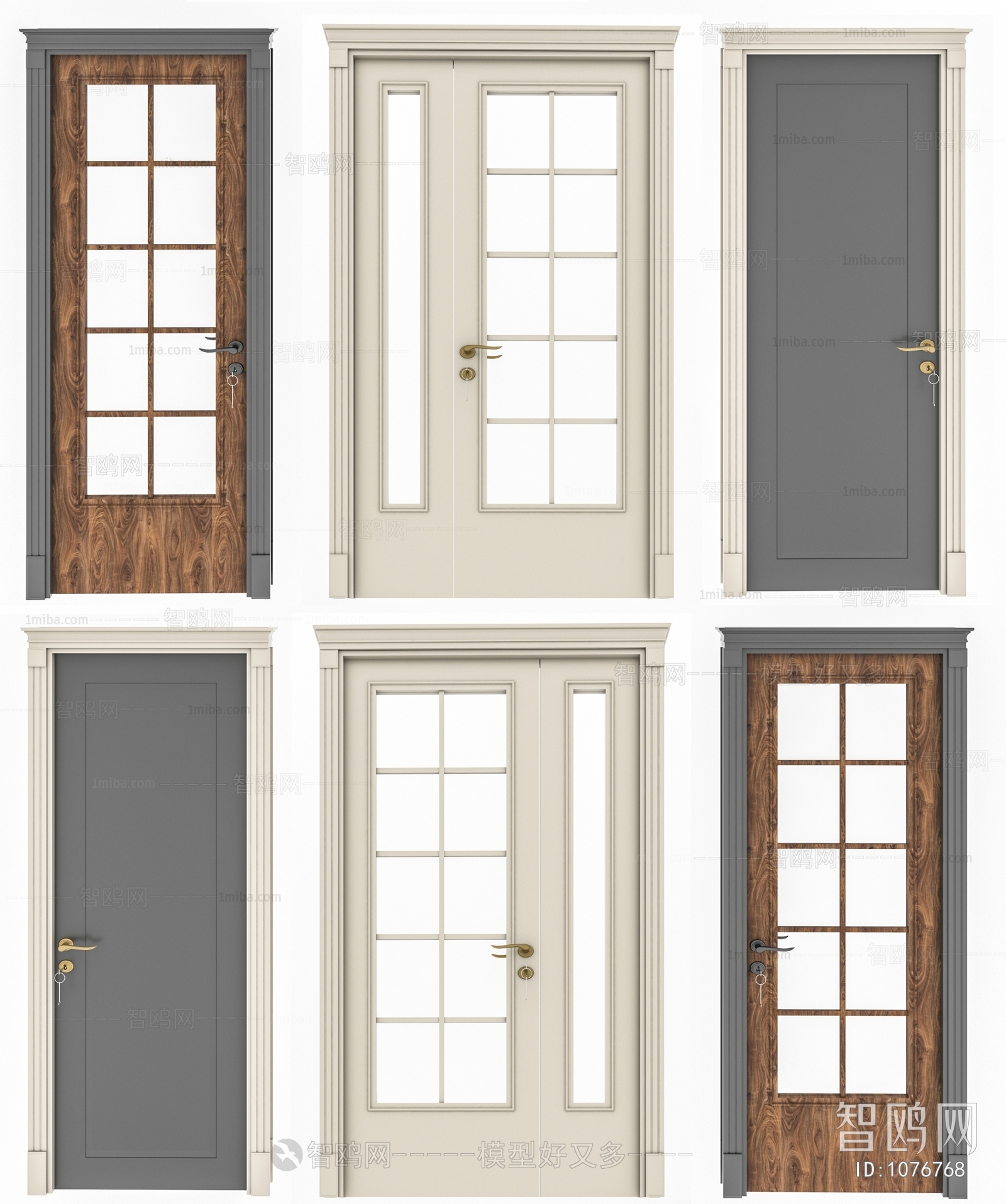 Simple European Style Unequal Double Door