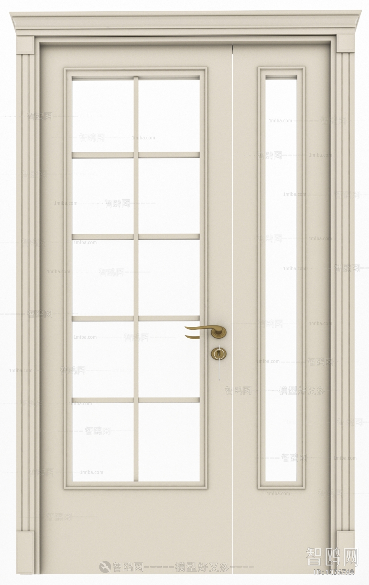 Simple European Style Unequal Double Door