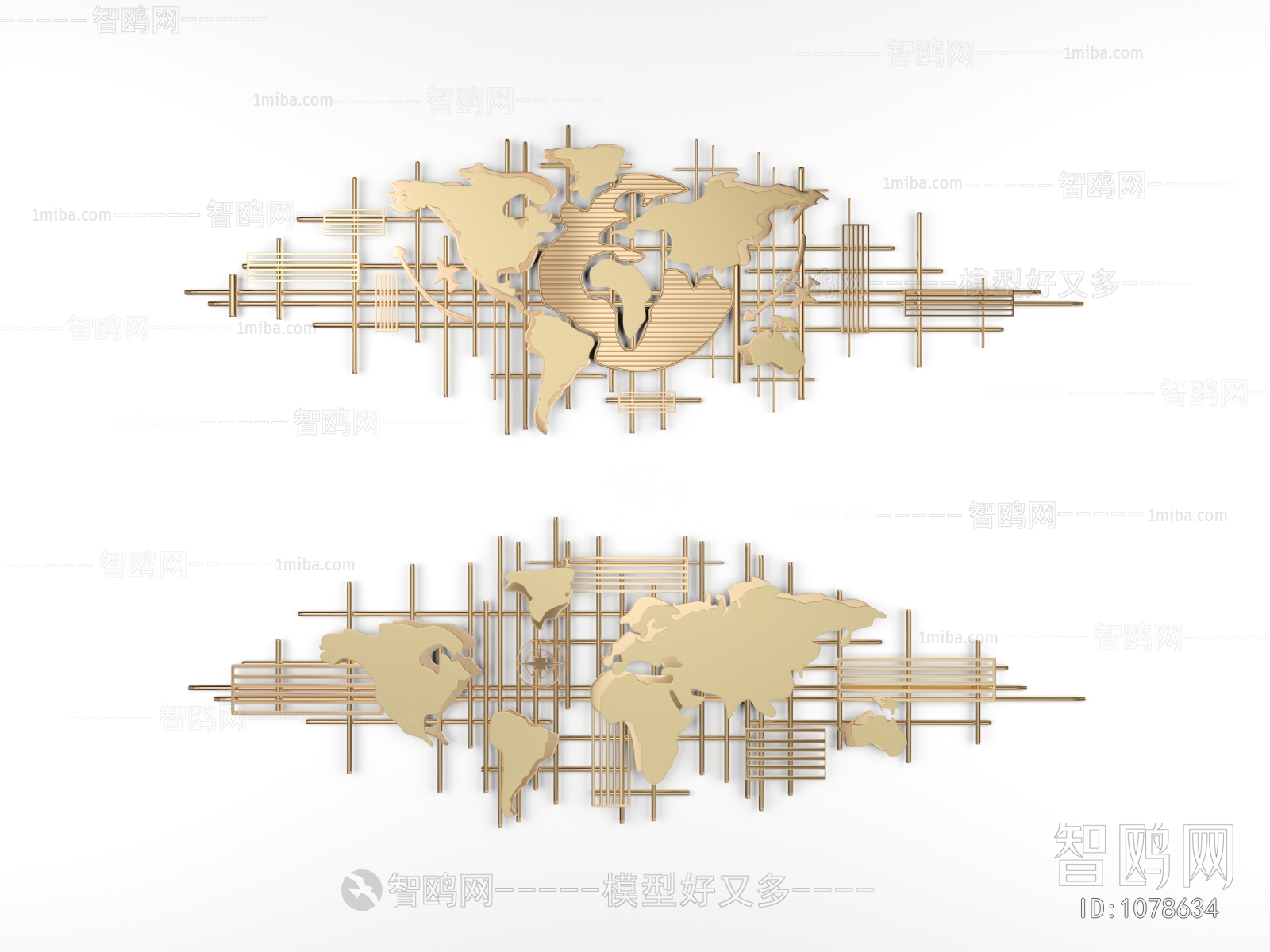 现代地图装饰墙饰