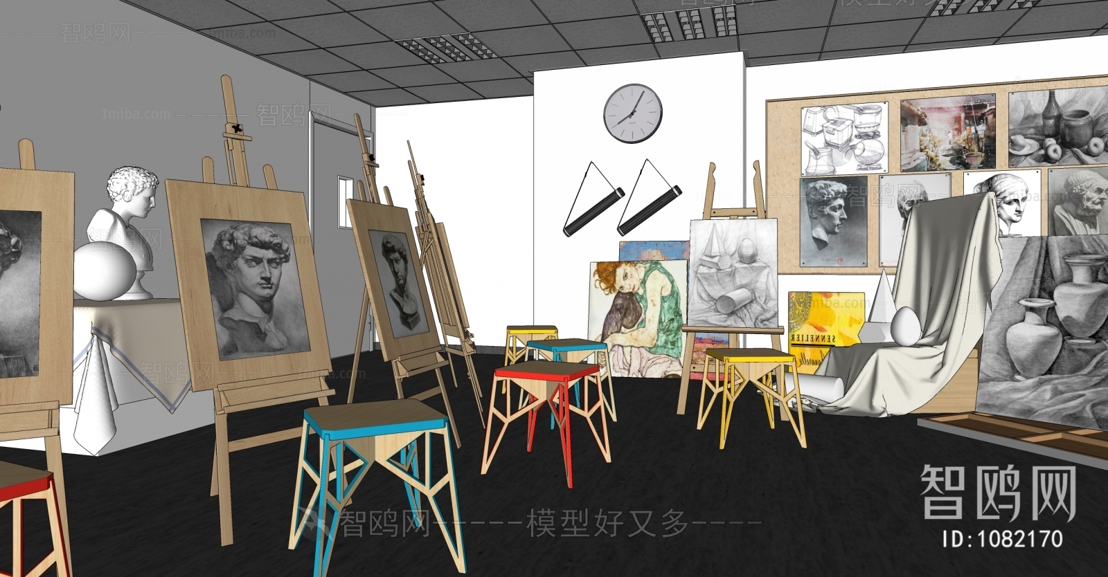 现代画室画板 素描画架 美术教室
