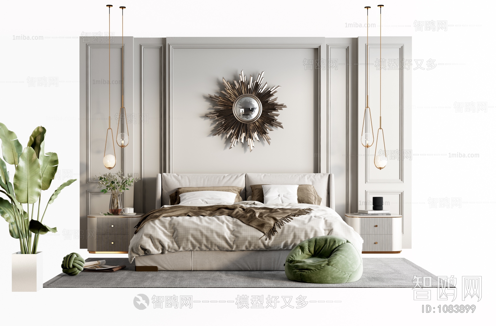 Simple European Style Double Bed