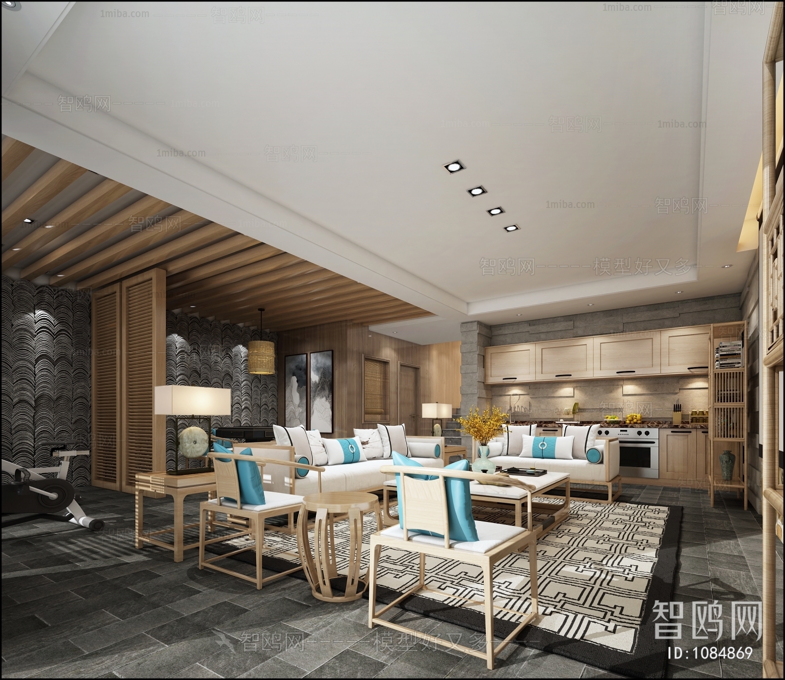 New Chinese Style A Living Room