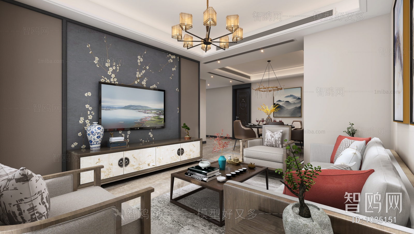 New Chinese Style A Living Room