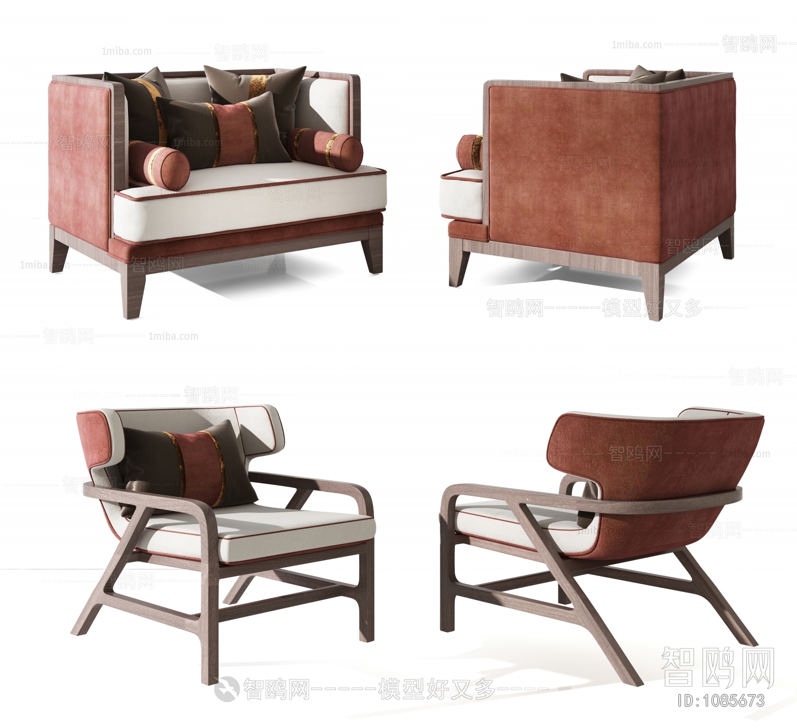 New Chinese Style Single Sofa