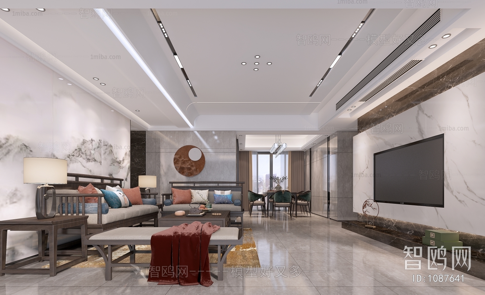 New Chinese Style A Living Room