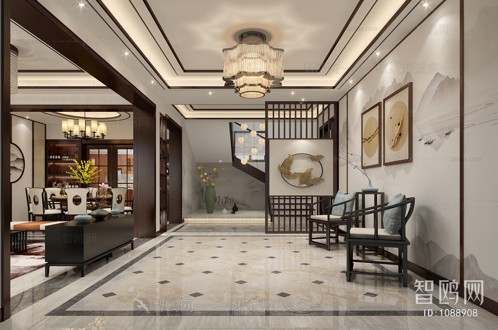 New Chinese Style A Living Room