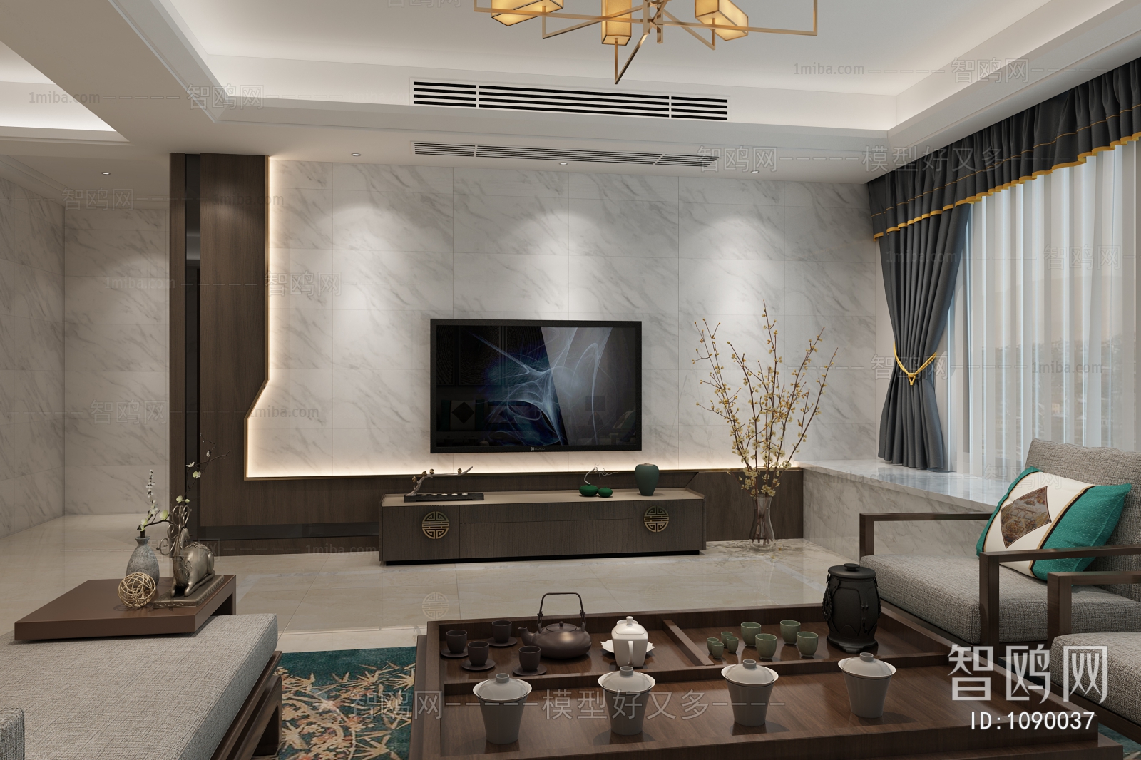 New Chinese Style A Living Room