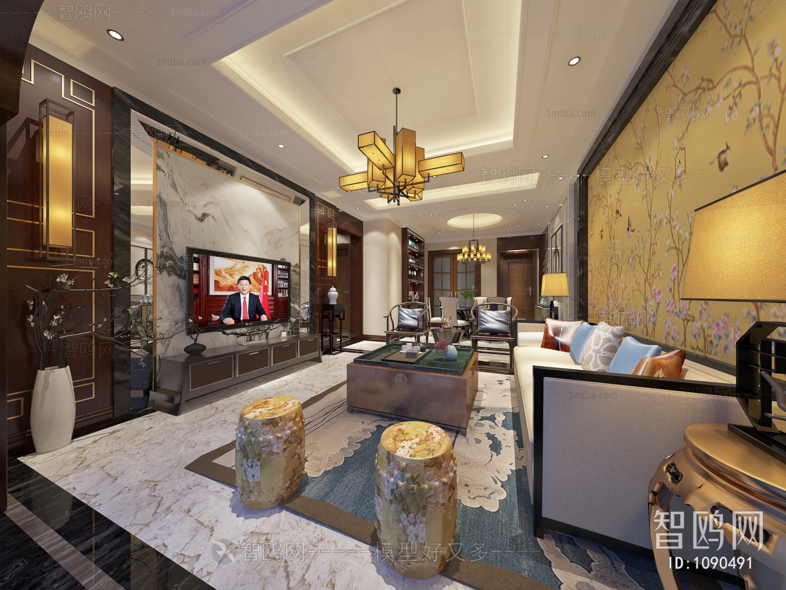 New Chinese Style A Living Room