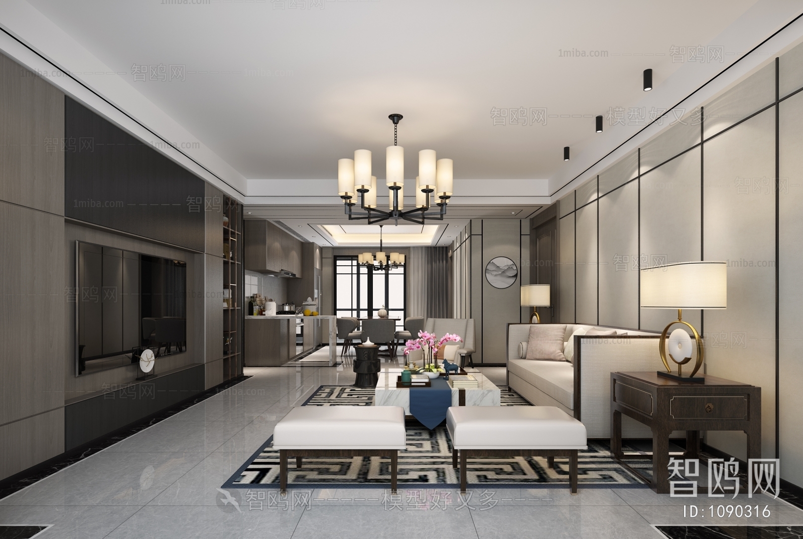 New Chinese Style A Living Room