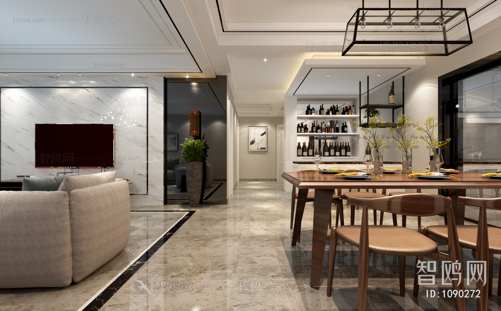 New Chinese Style A Living Room