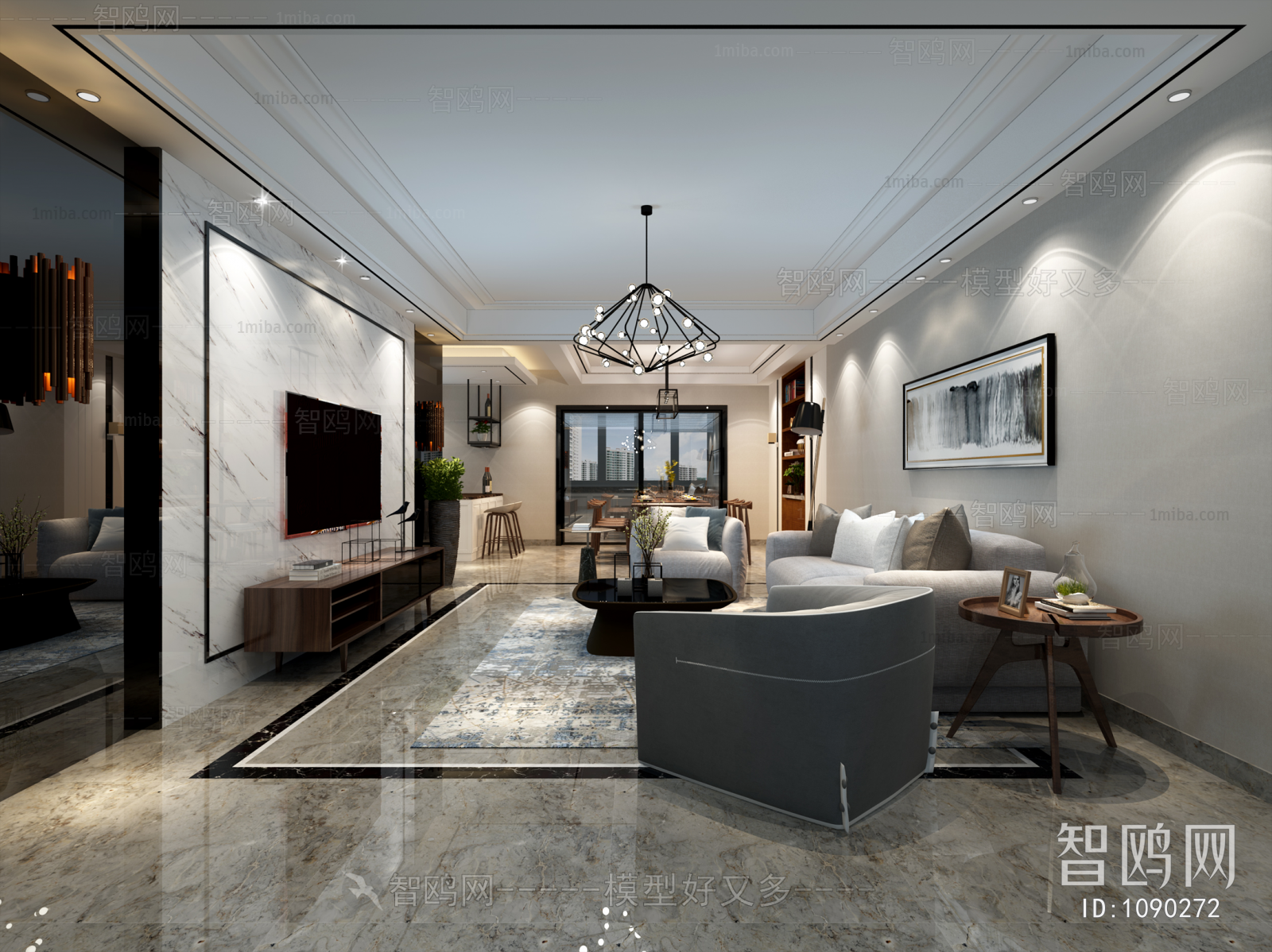 New Chinese Style A Living Room