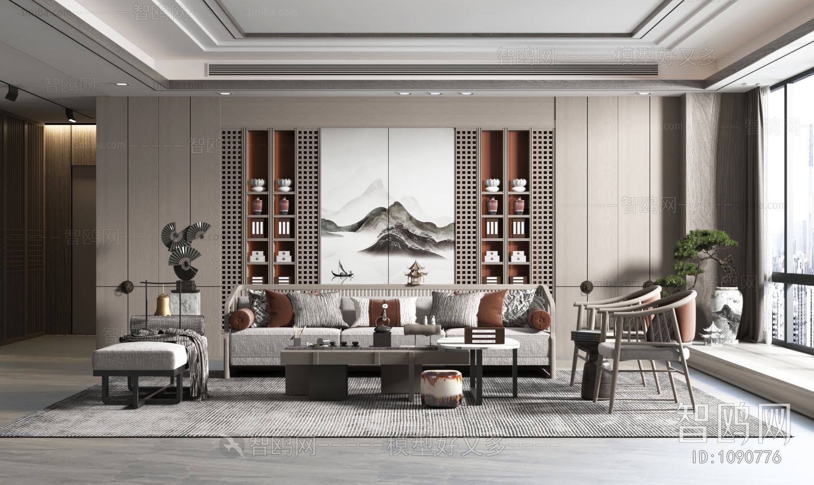 New Chinese Style A Living Room