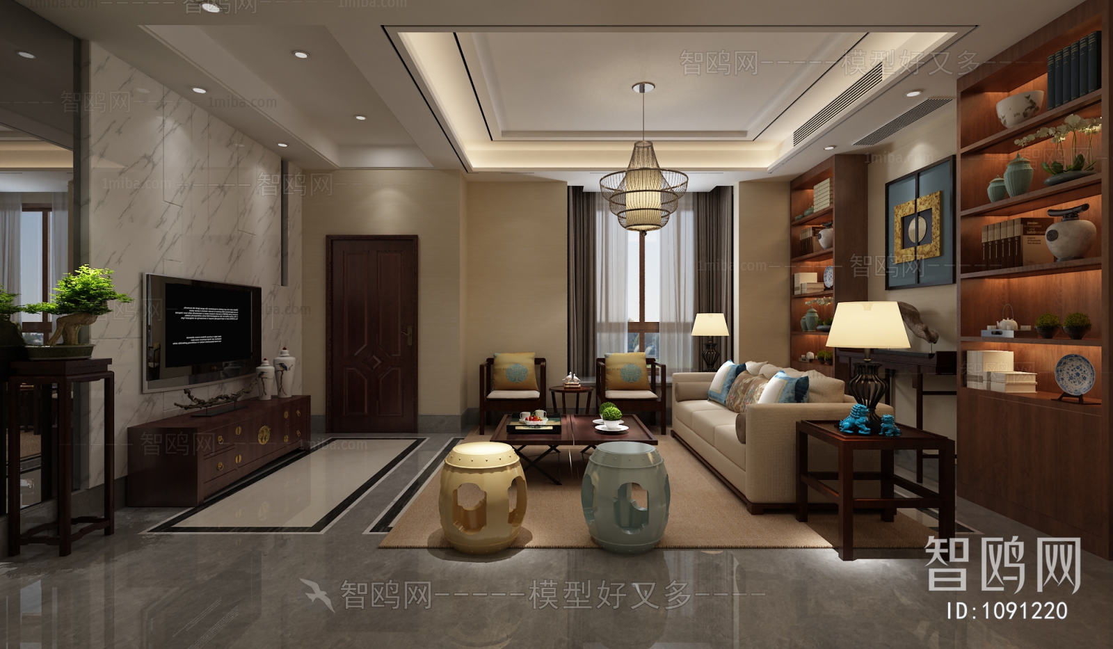 New Chinese Style A Living Room