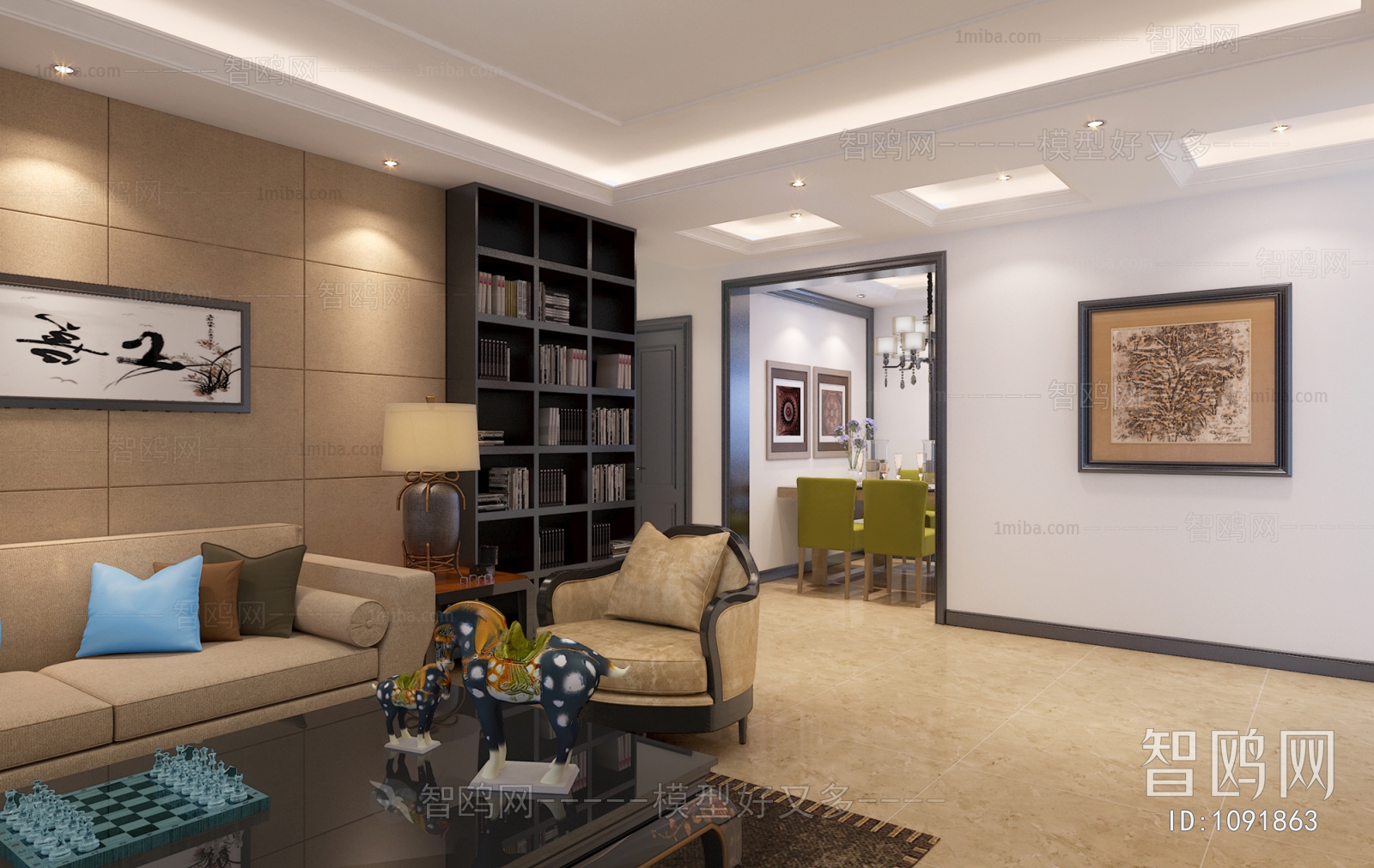 New Chinese Style A Living Room