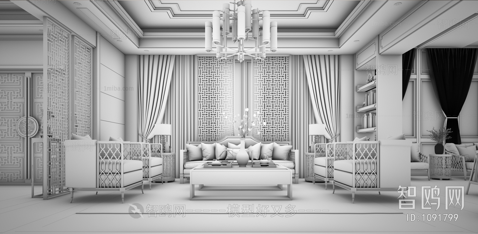 New Chinese Style A Living Room