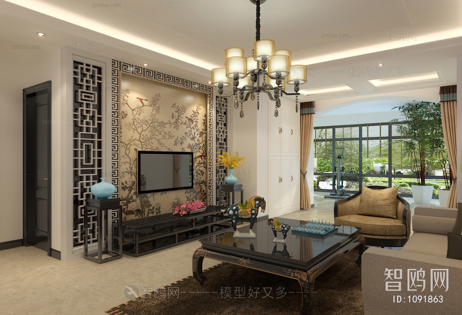 New Chinese Style A Living Room
