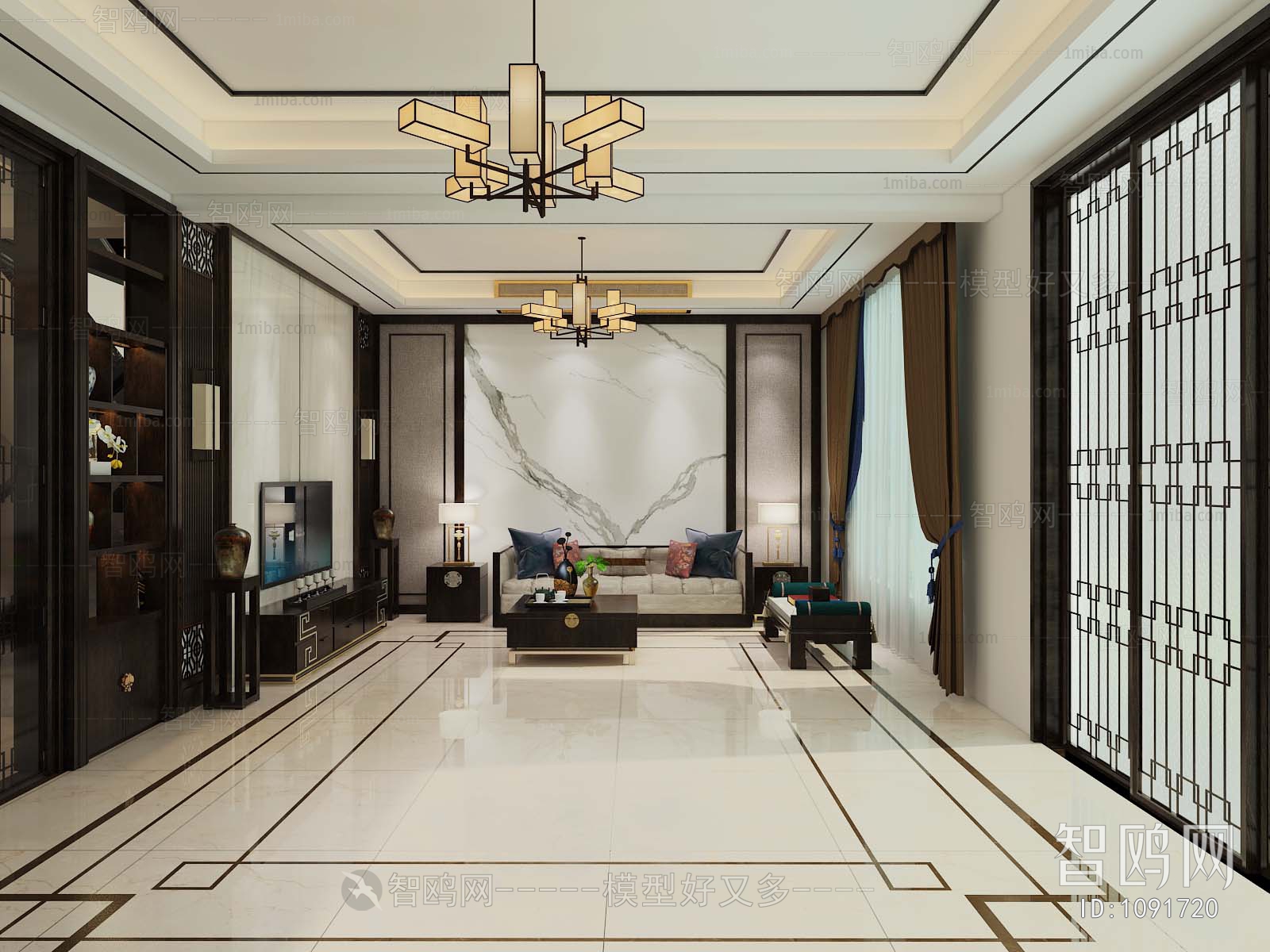 New Chinese Style A Living Room