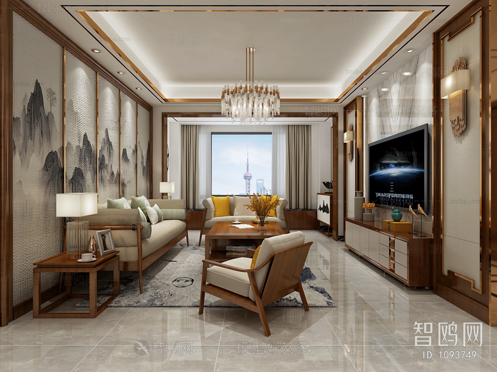 New Chinese Style A Living Room