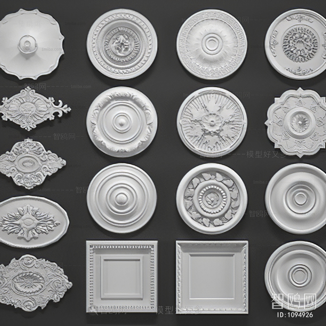 European Style Plaster Carved Top Plate