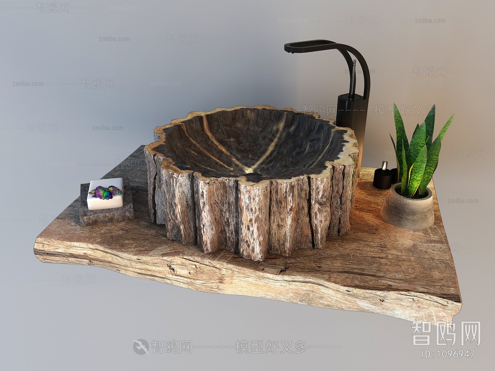 新中式实木洗手盆