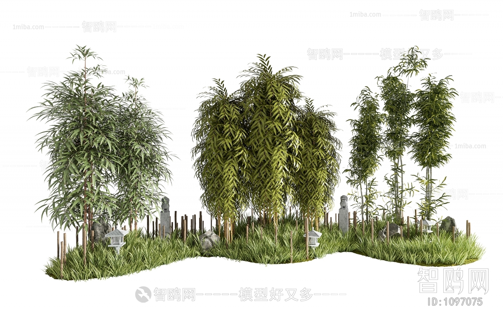 新中式竹子景观小品