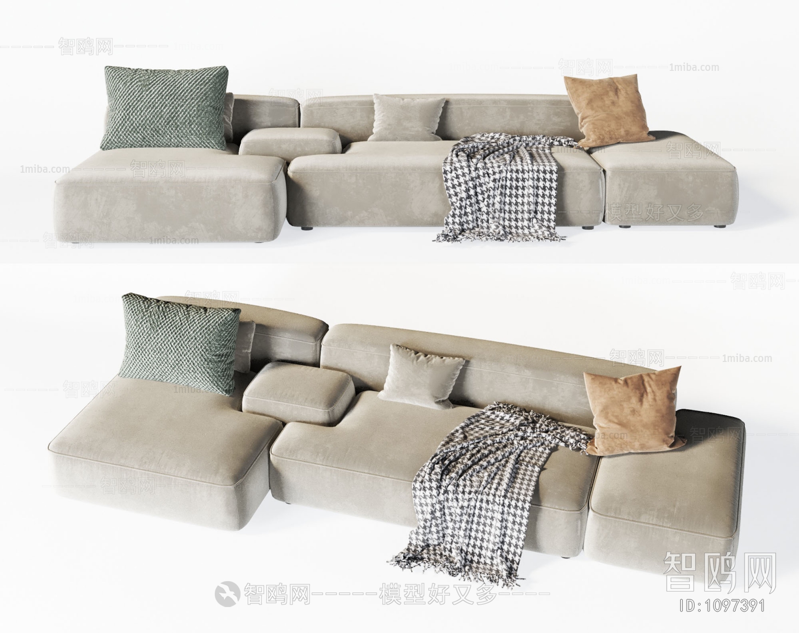 Wabi-sabi Style Multi Person Sofa