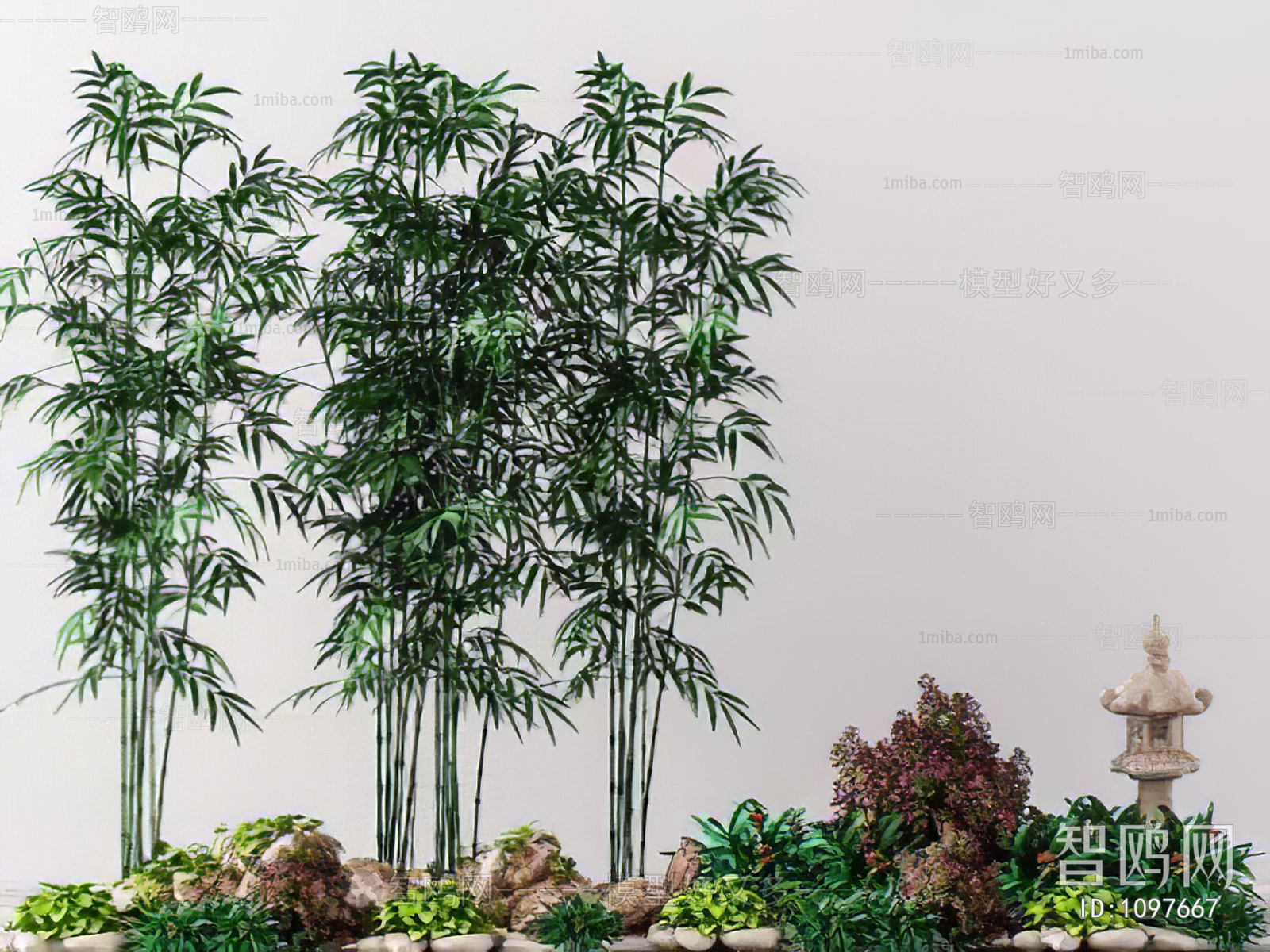 新中式植物竹子园艺小品