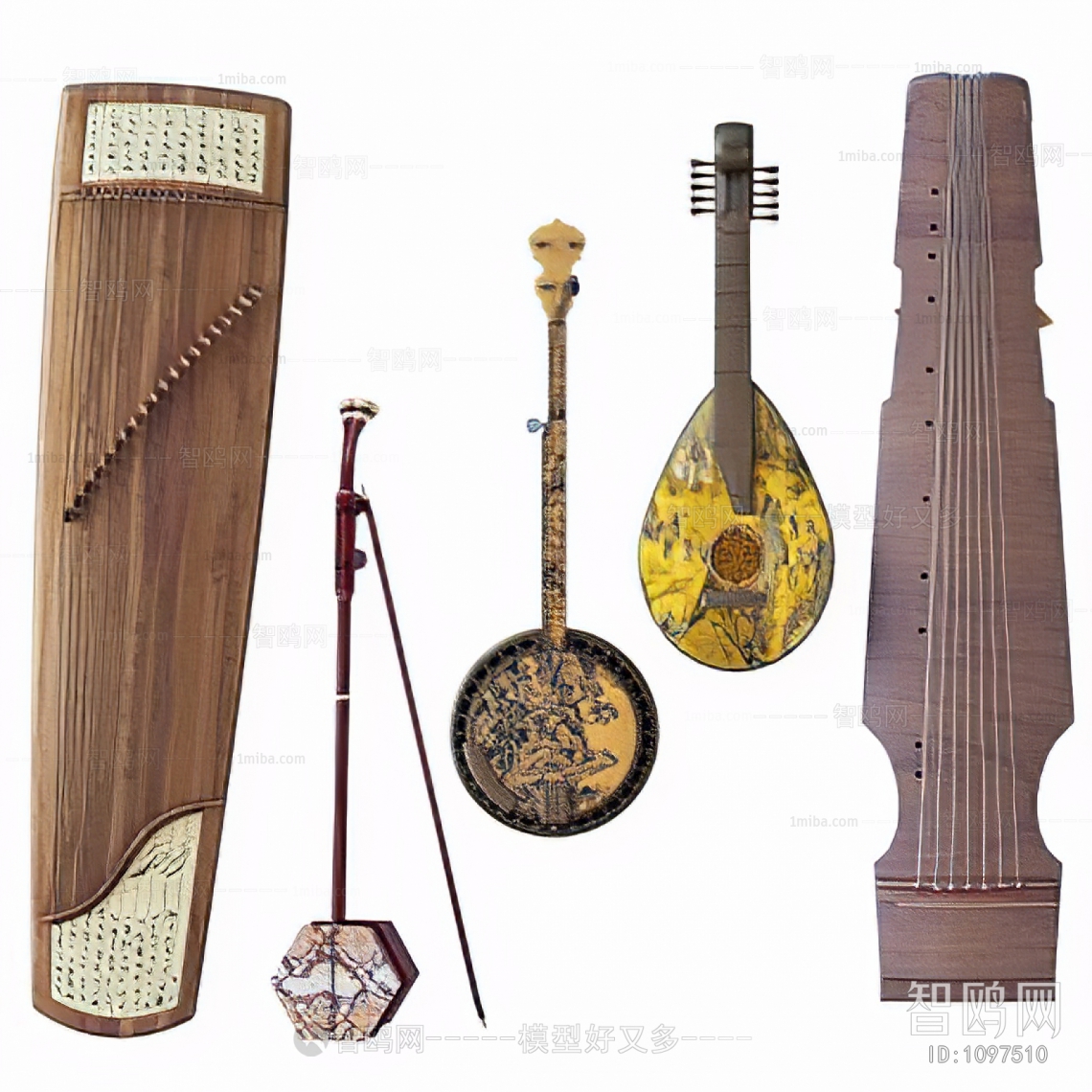 中式古琴二胡乐器组合