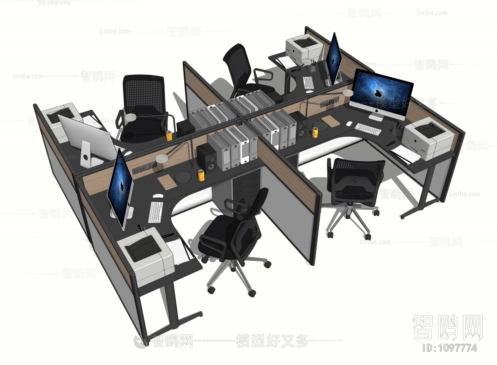 现代办公桌椅、办公卡座、办公用品