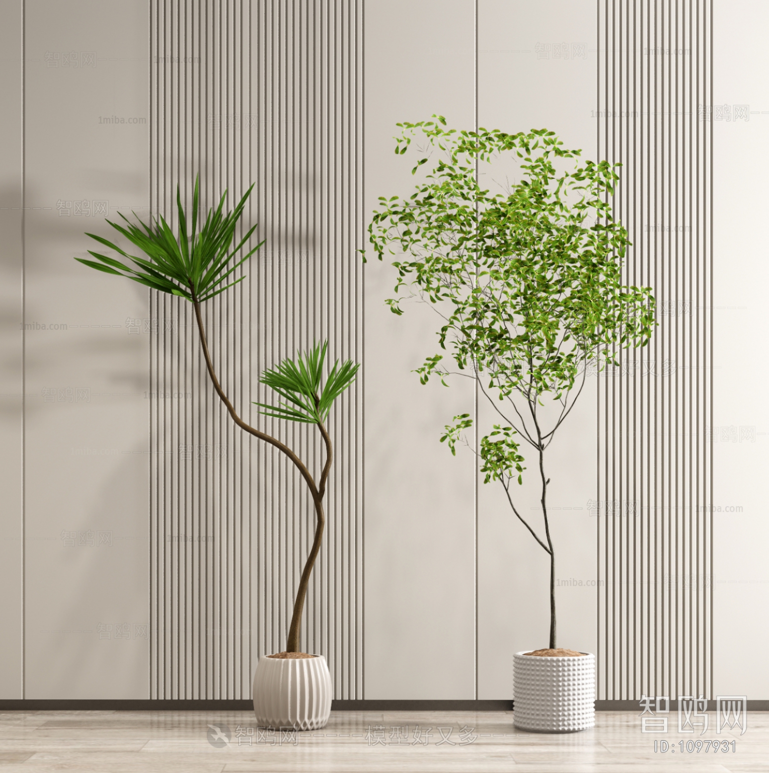 Modern Potted Green Plant