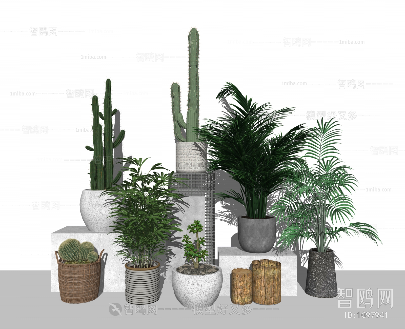 Modern Potted Green Plant