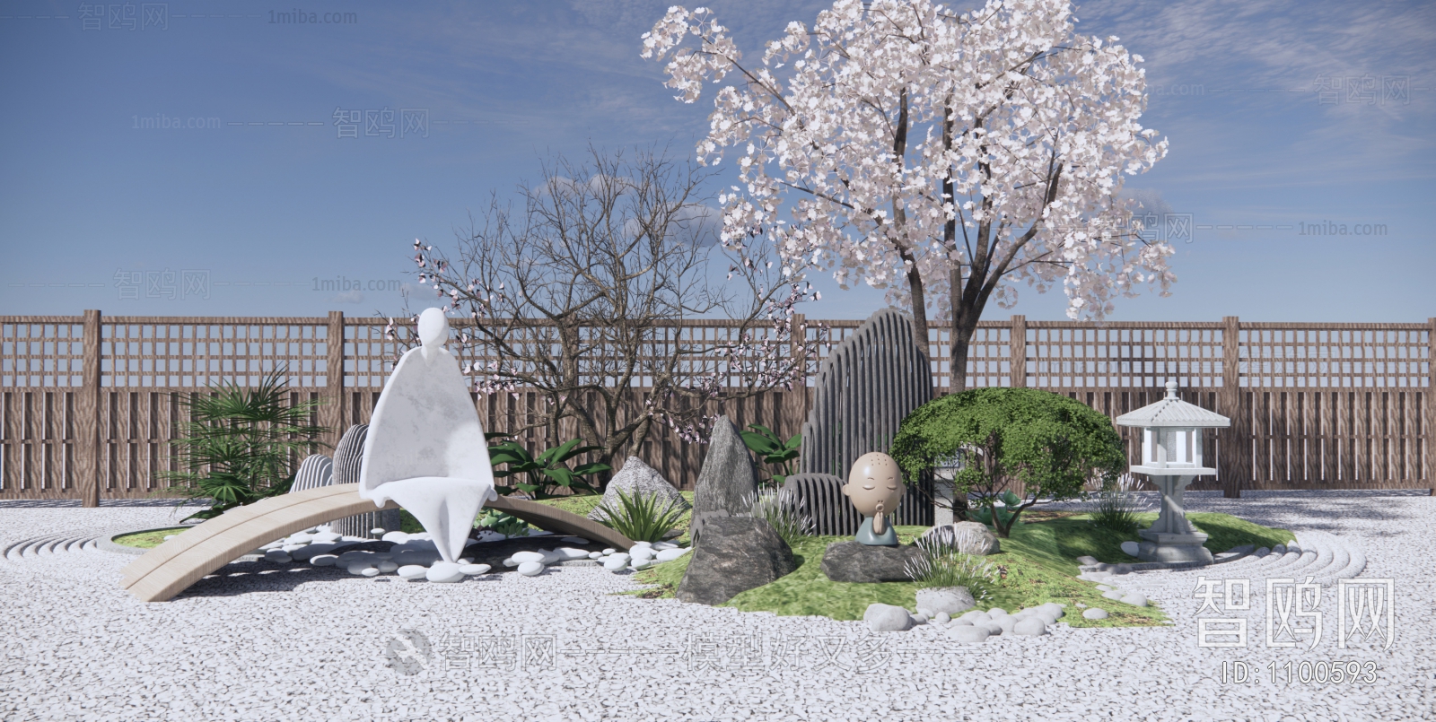 日式石头假山 庭院景观