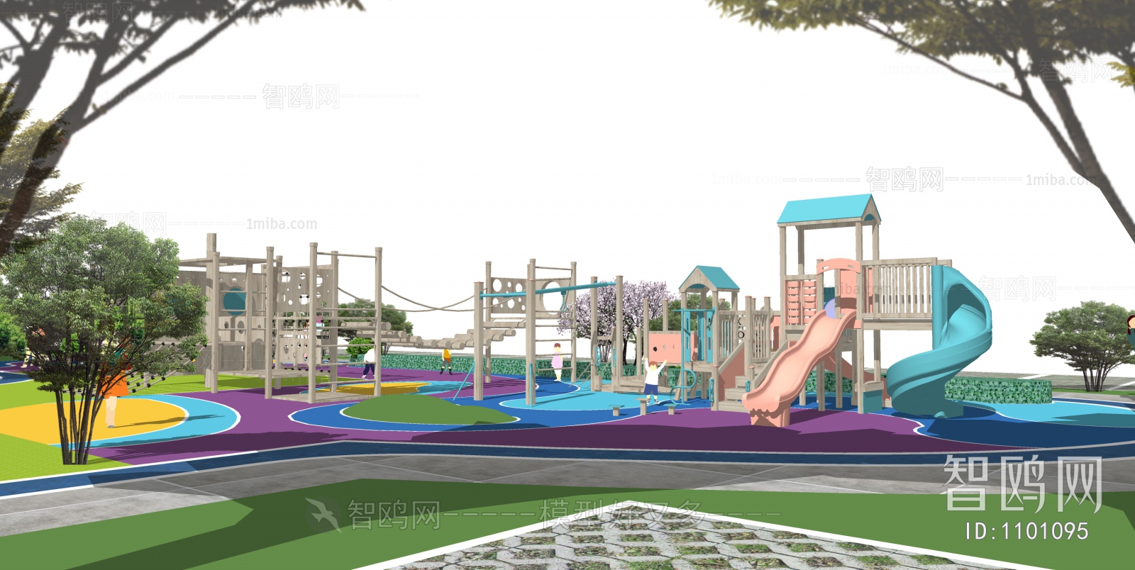 现代儿童游乐场 儿童活动区 儿童设施