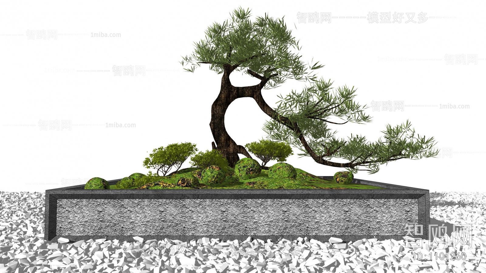新中式景观小品 松树 苔藓 园艺小品