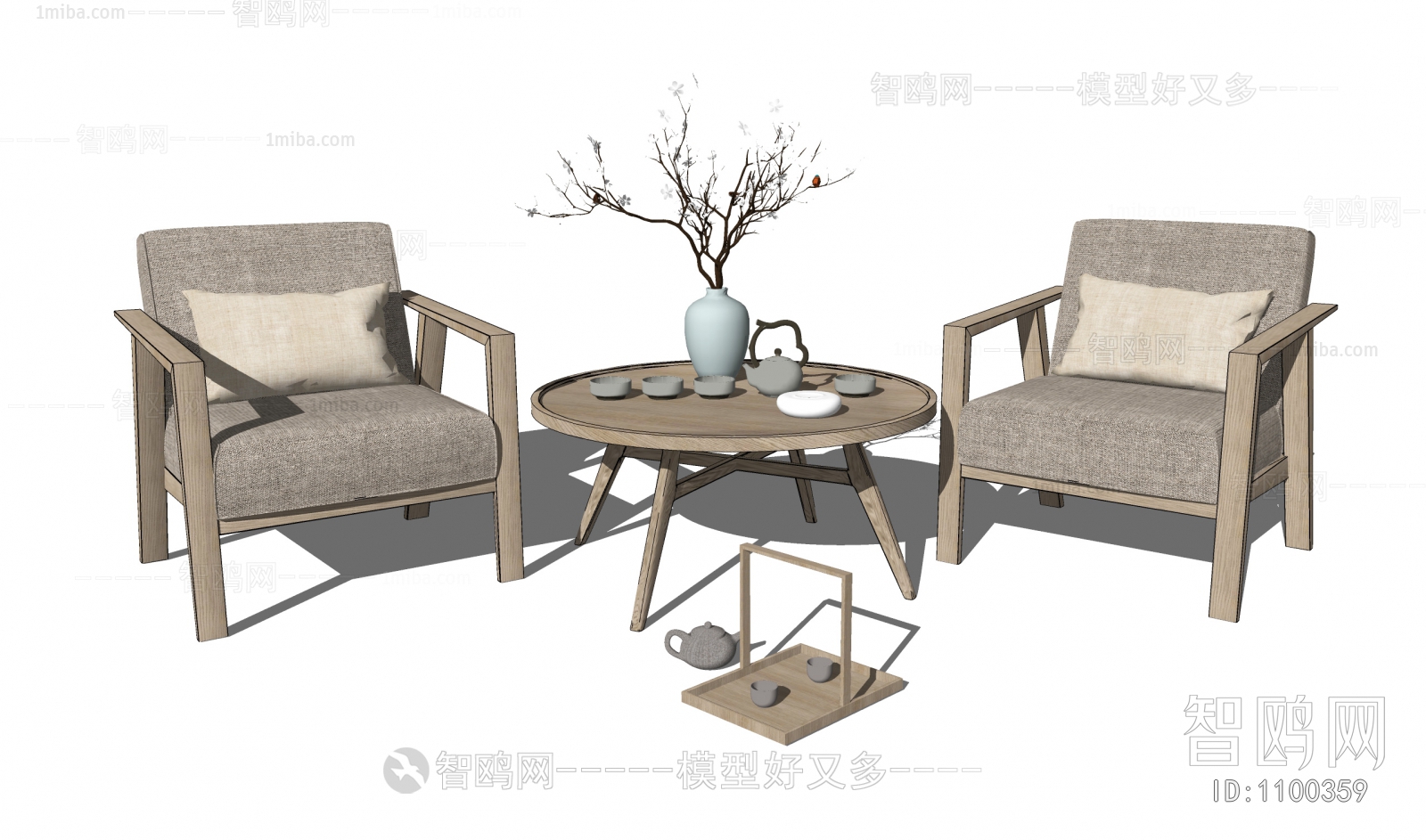 新中式休闲椅茶几