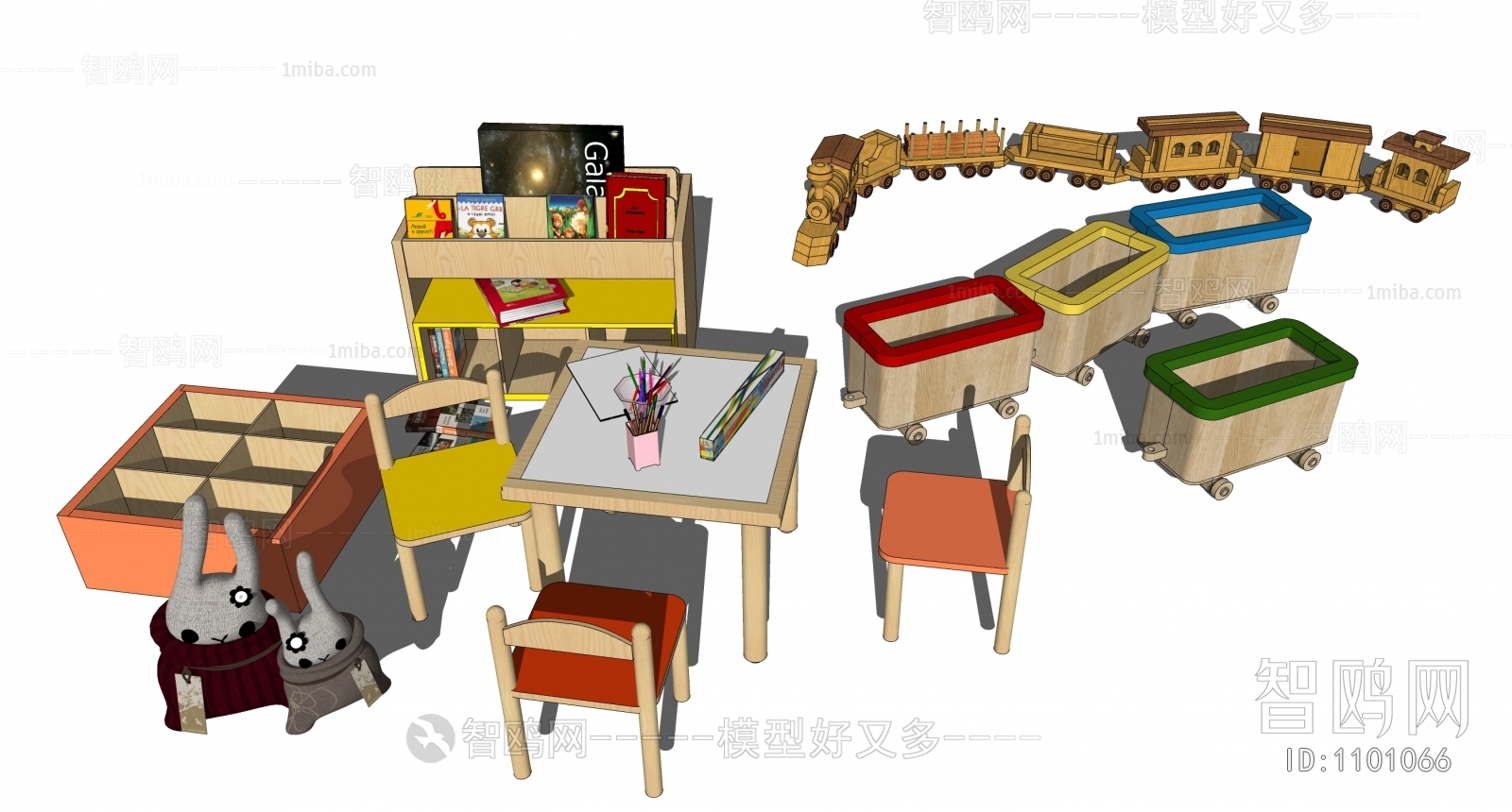 现代儿童桌椅收纳箱 玩具