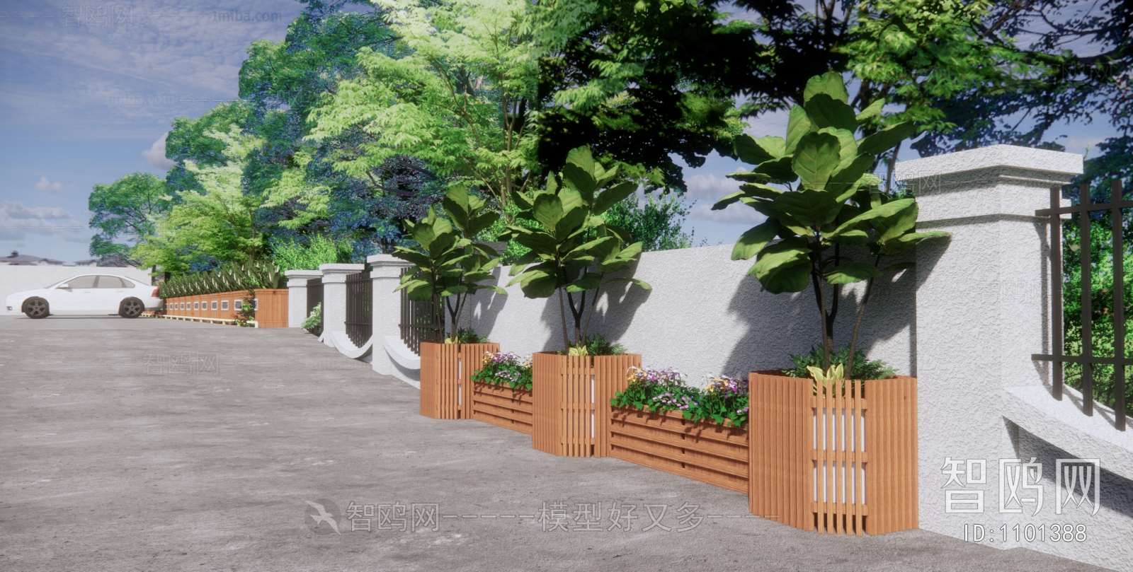 现代户外景观花箱 花槽 围墙护栏