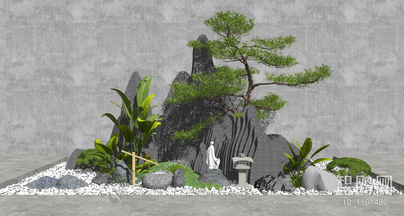 新中式假山石头 枯山水庭院景观