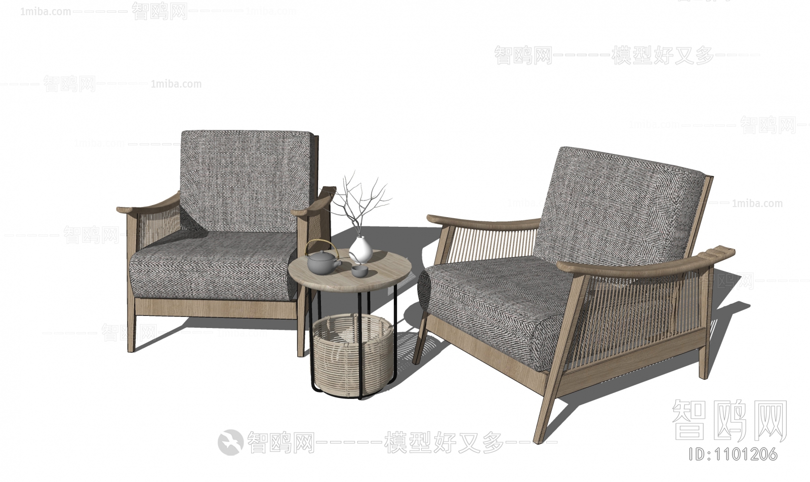 New Chinese Style Single Sofa