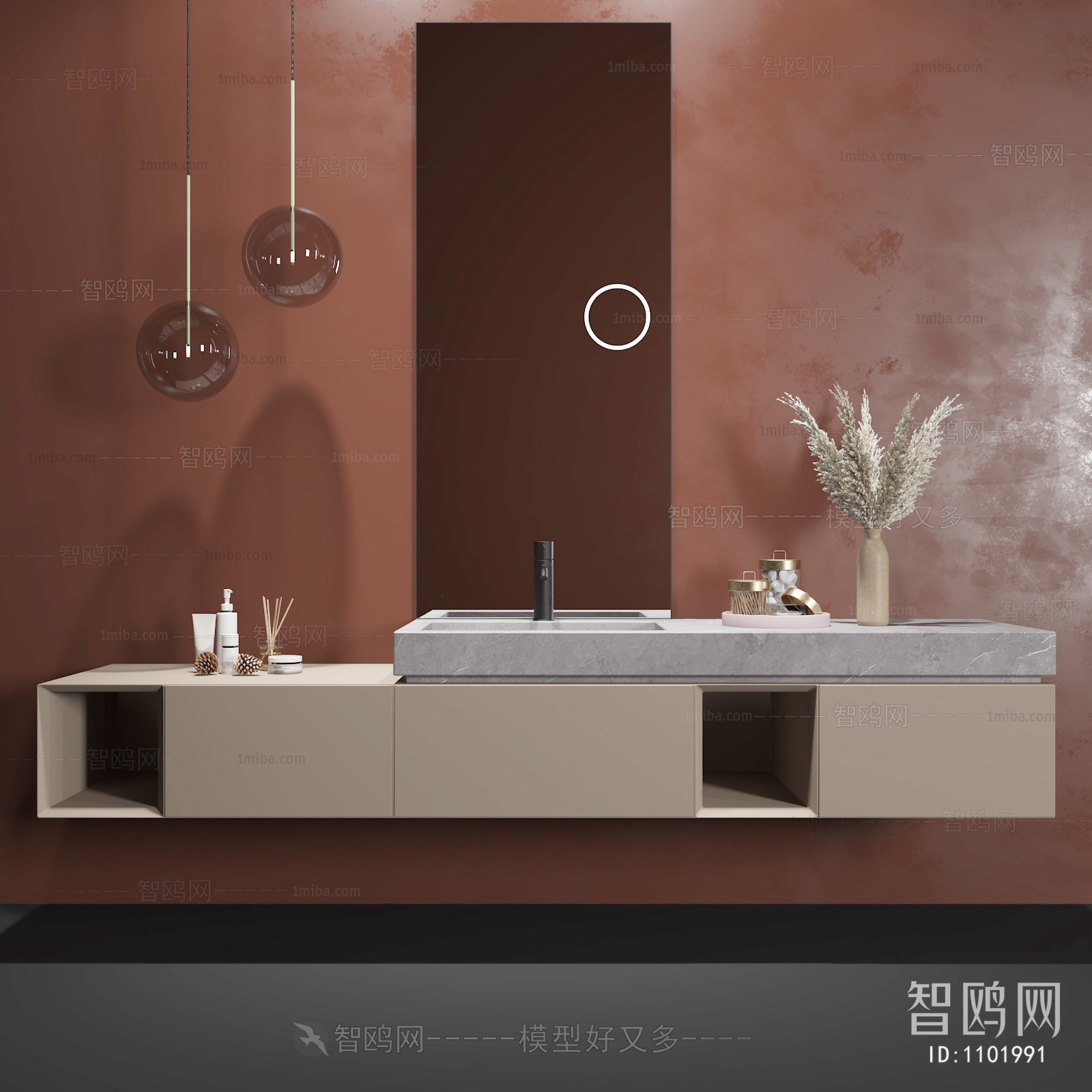 现代卫浴柜3D模型下载