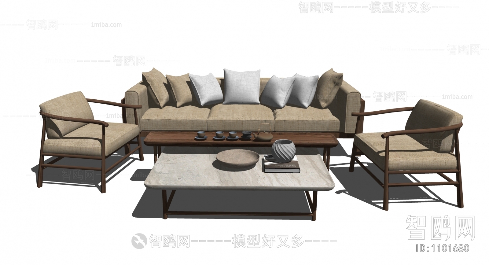 New Chinese Style Sofa Combination