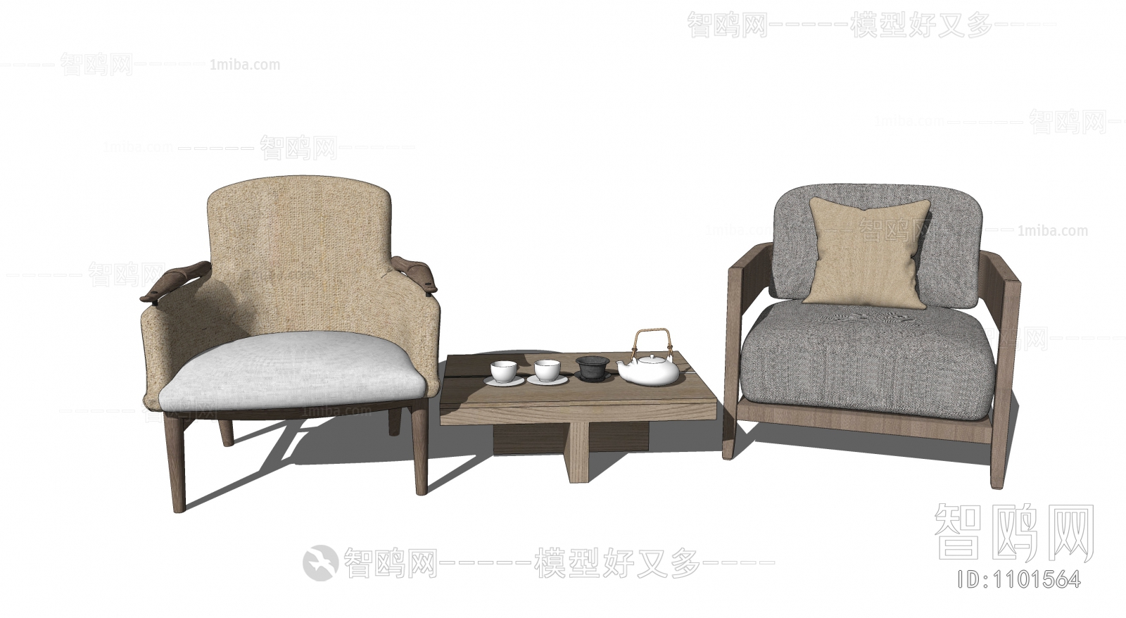 New Chinese Style Single Sofa