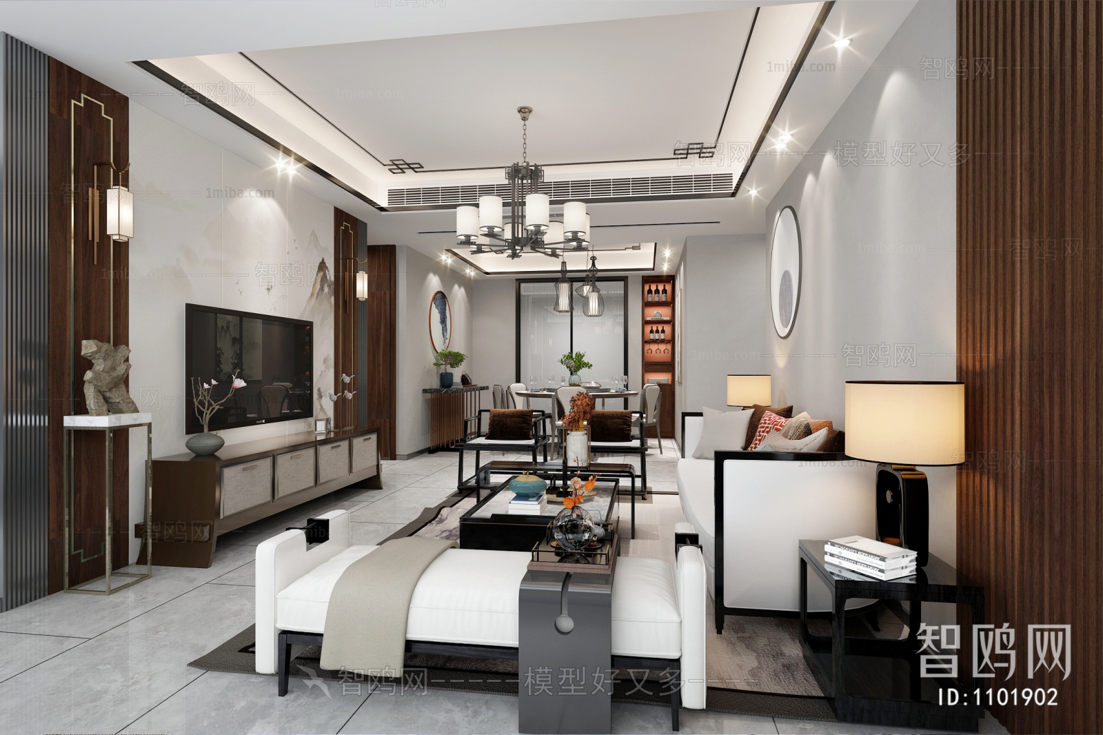 New Chinese Style A Living Room