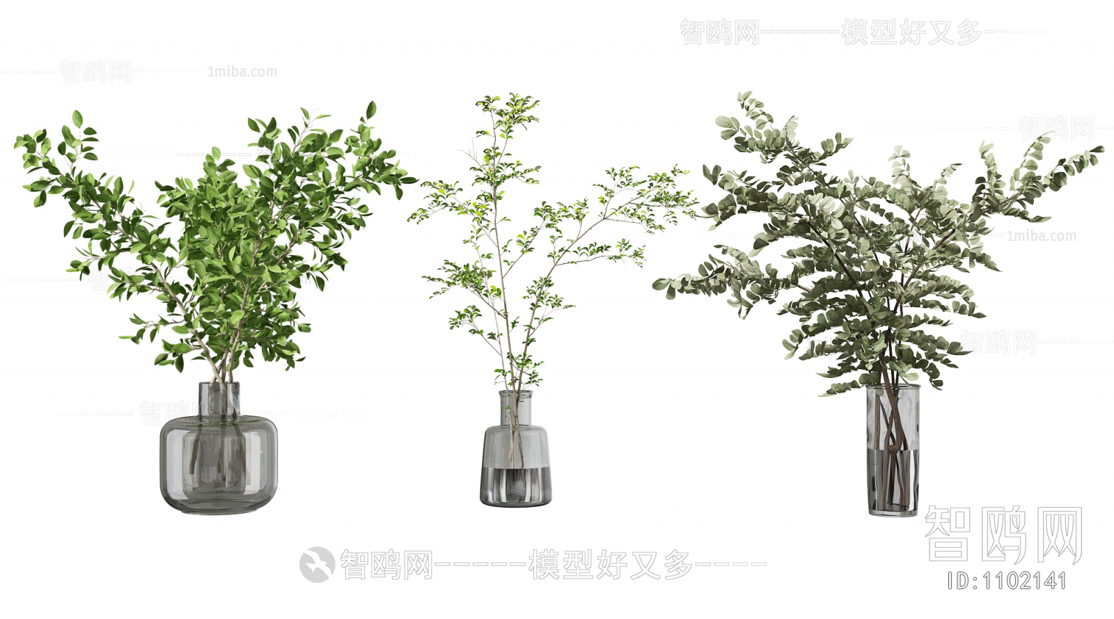 现代桌面水生植物玻璃花瓶摆件组合